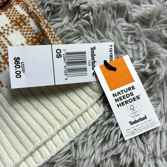 NWT Timberland tan/brown buffalo plaid scarf - Picture 4 of 7